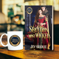 Romance paperback titled Seduction Most Wicked by Jen Bradlee with romantic couple on the cover. She is wearing a red and gold gown and he is in medival clothing