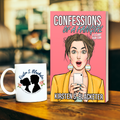 Paperback book titled Confessions of a Fangirl by Kirsten S. Blacketer with illustration of surprised woman holding phone against a pink background.